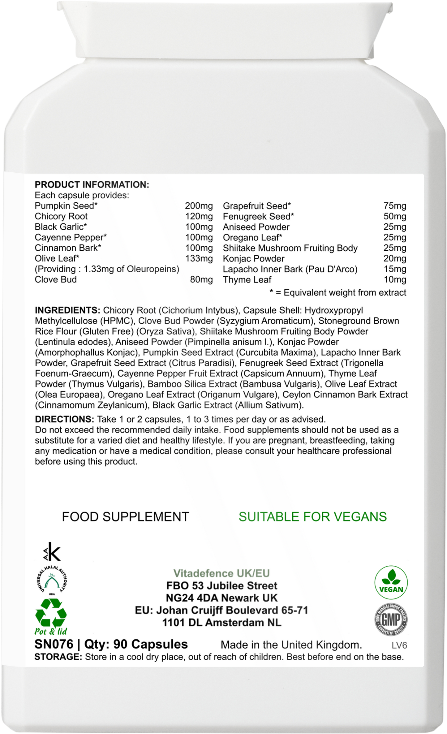 Vitadefence® Pumpkin Seed Multi | With Olive Leaf, Clove Bud & Botanicals – 90 Capsules