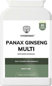 Vitadefence® Panax Ginseng Multi | With Botanicals, Vitamins & Minerals – 60 Capsules