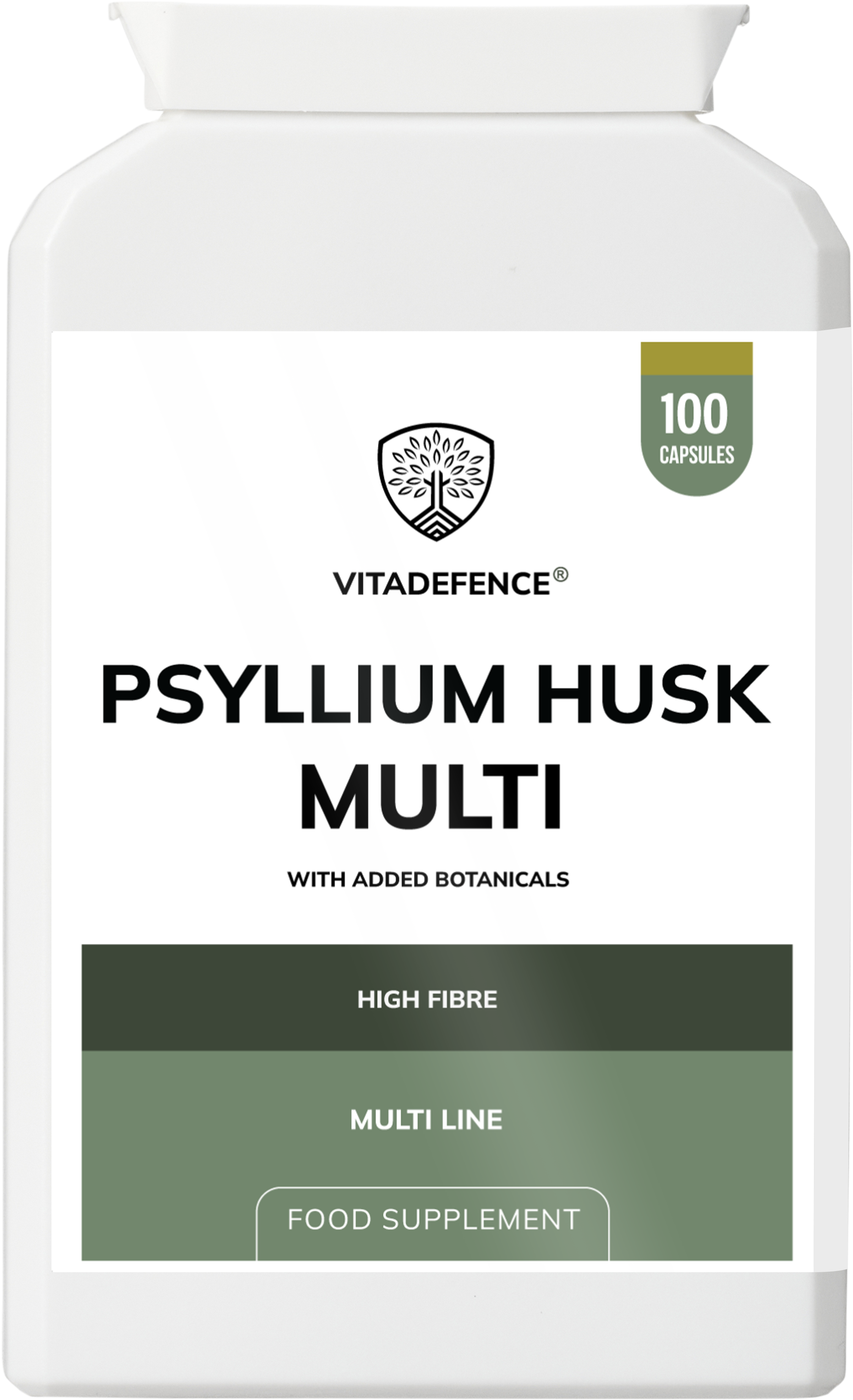 Psyllium Husk Multi – High Fibre Blend with Botanicals | 100 Capsules | Vitadefence®