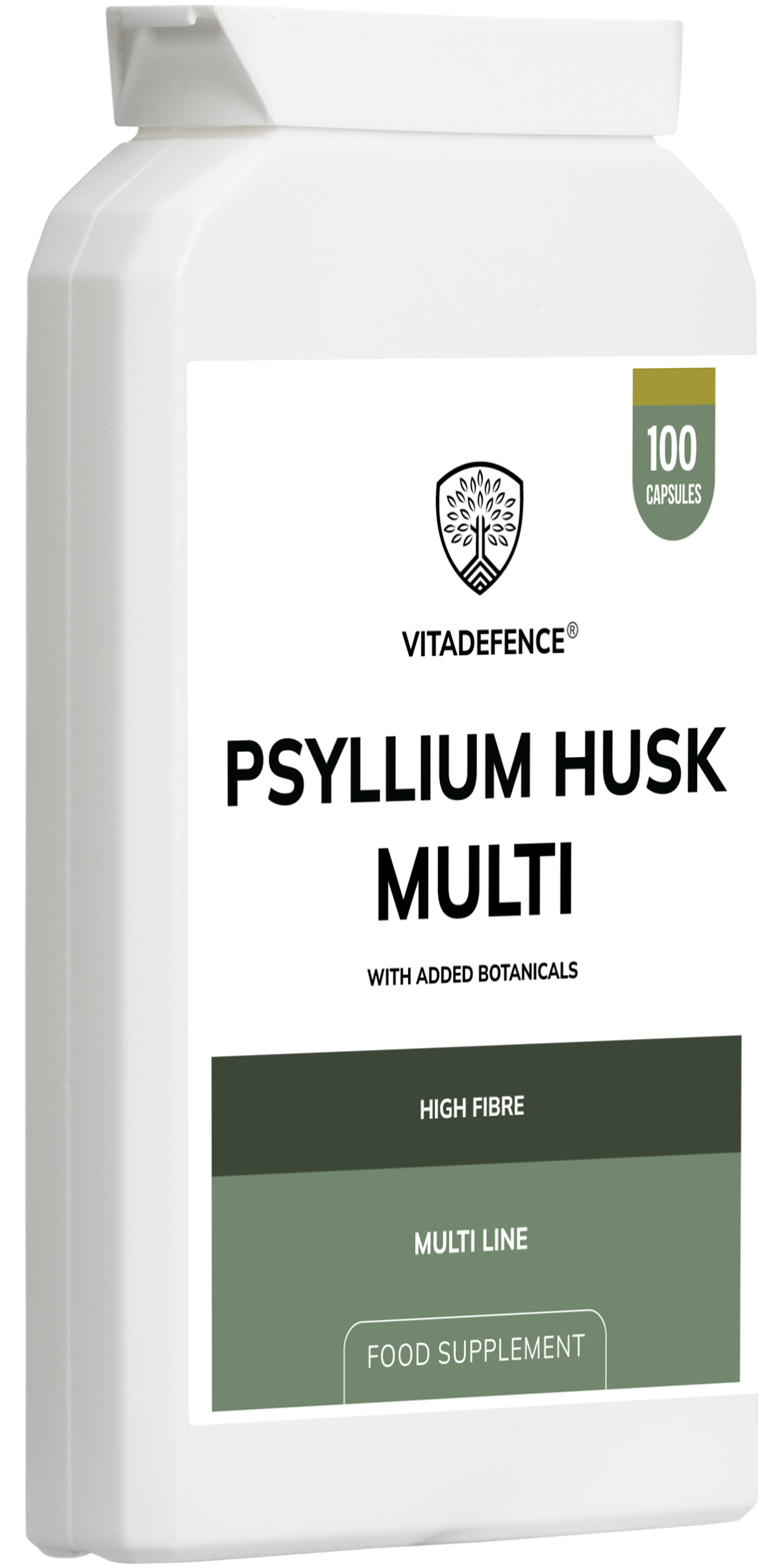 Psyllium Husk Multi – High Fibre Blend with Botanicals | 100 Capsules | Vitadefence®