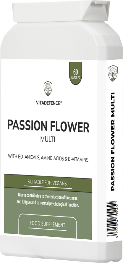 Vitadefence® Passion Flower Multi | With Montmorency Cherry, Chamomile, Ashwagandha & Magnesium – 60 Capsule