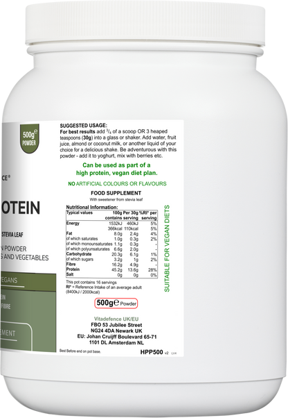 Vitadefence® Hemp Protein Multi | Plant-Based Protein Powder with Fruits, Herbs & Vegetables – 500 g