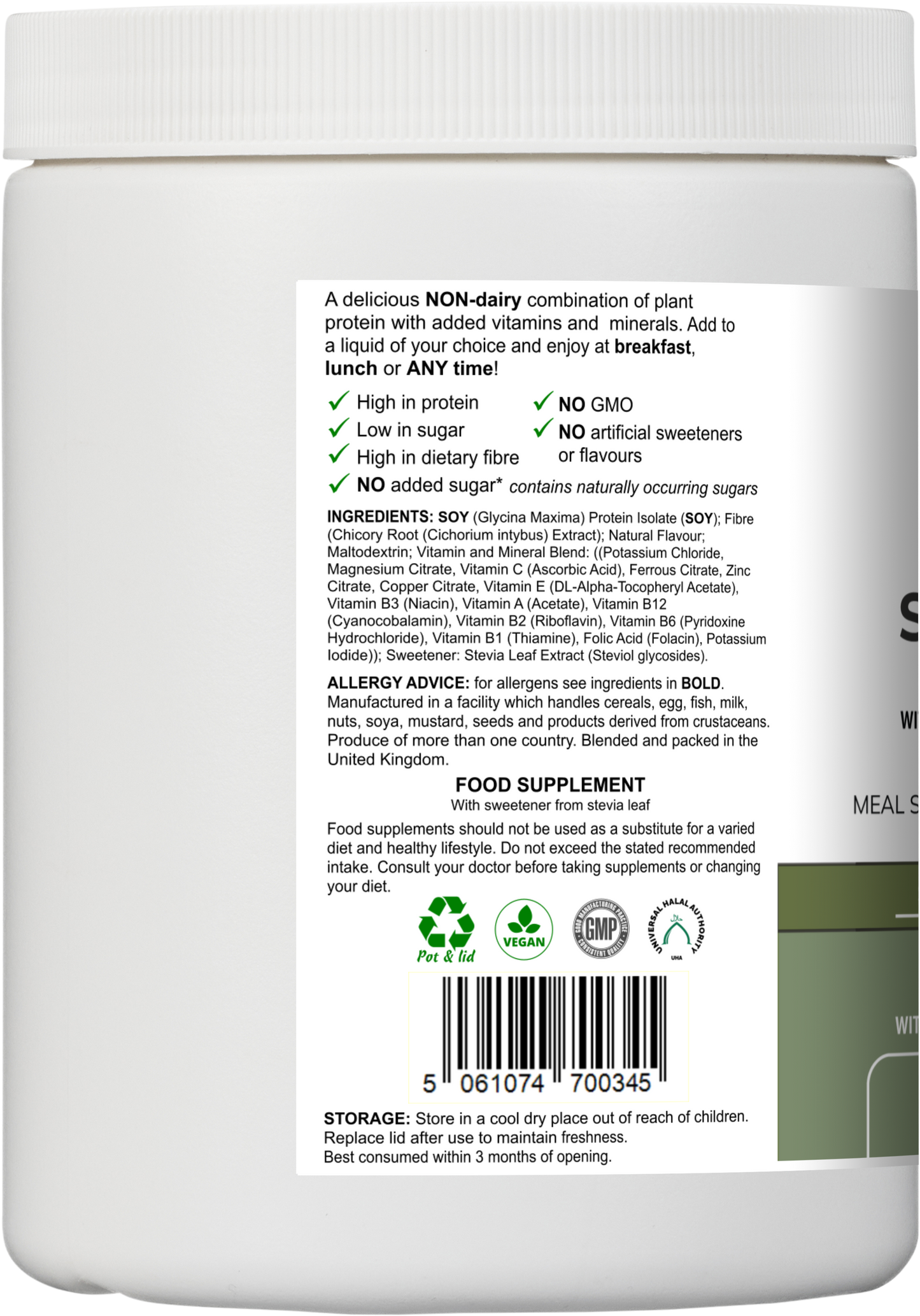 Vitadefence® Soy Fibre Multi | Vanilla Flavour Protein Powder with Vitamins & Minerals – 300 g