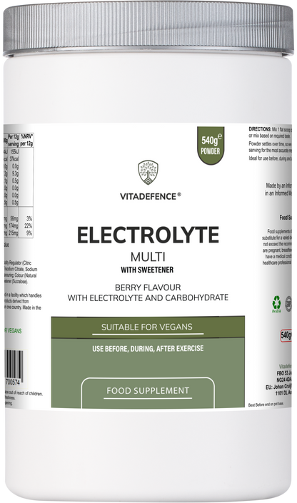 Vitadefence® Electrolyte Multi | Berry Flavour Hydration Powder with Electrolytes & Minerals – 540 g