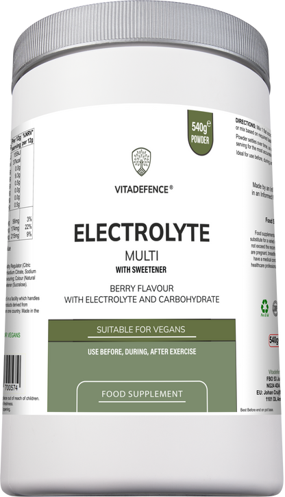 Vitadefence® Electrolyte Multi | Berry Flavour Hydration Powder with Electrolytes & Minerals – 540 g