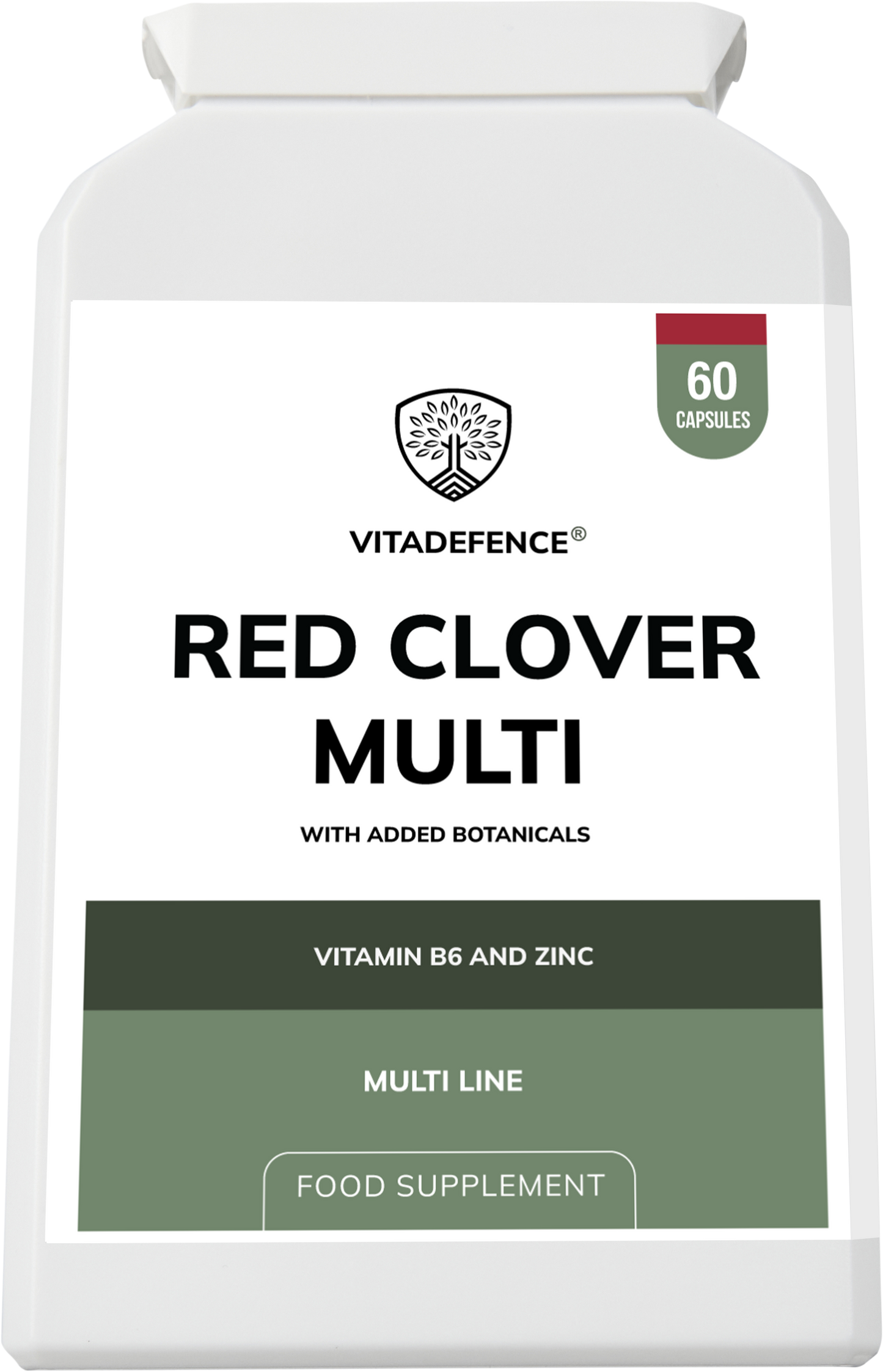 Vitadefence® Red Clover Multi | With Vitamin B6, Zinc, Sage & Siberian Ginseng – 60 Capsules