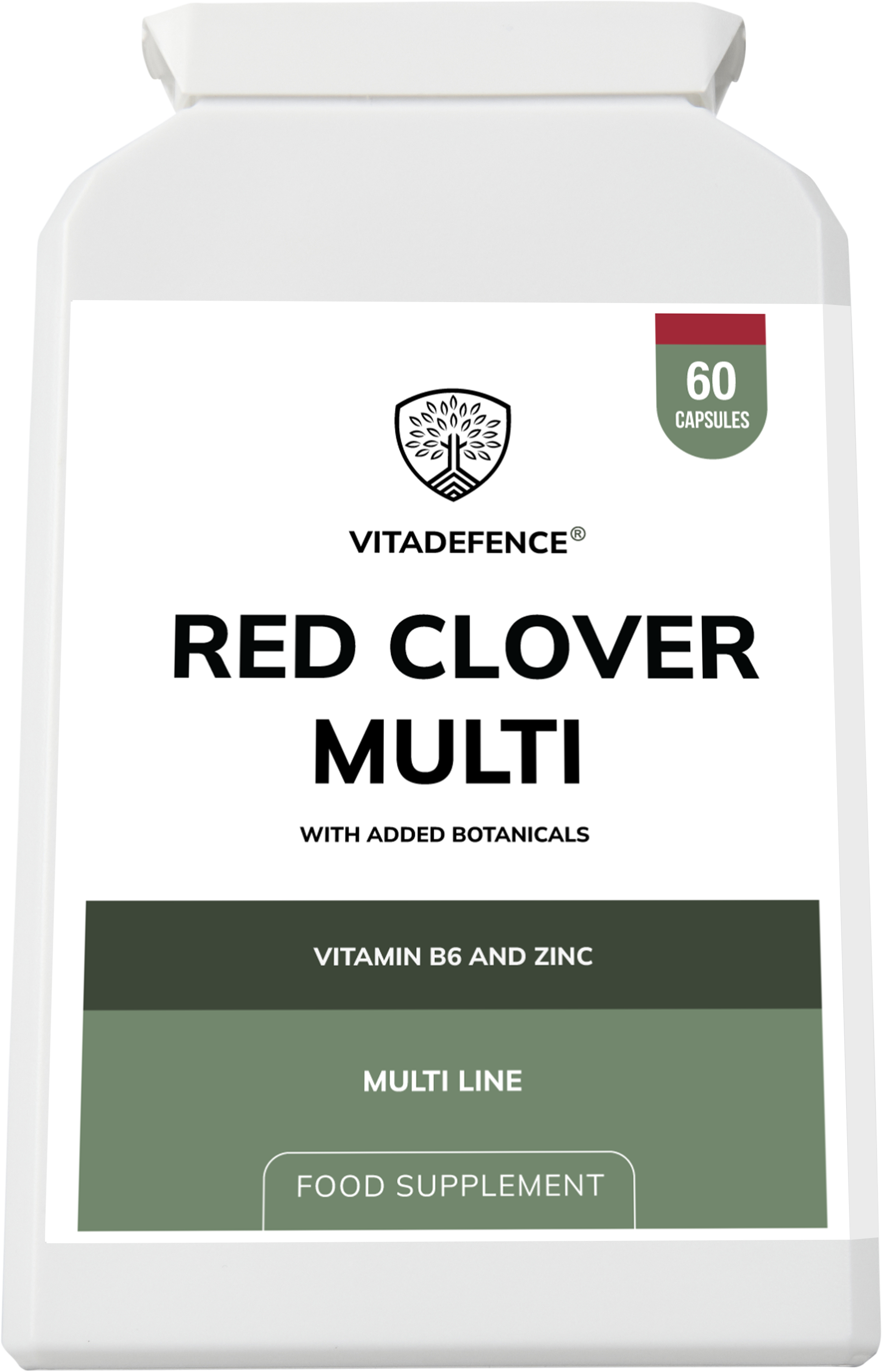 Red Clover Multi | Vitamin B6, Zinc, Sage & Siberian Ginseng | 60 Capsules | Vitadefence®