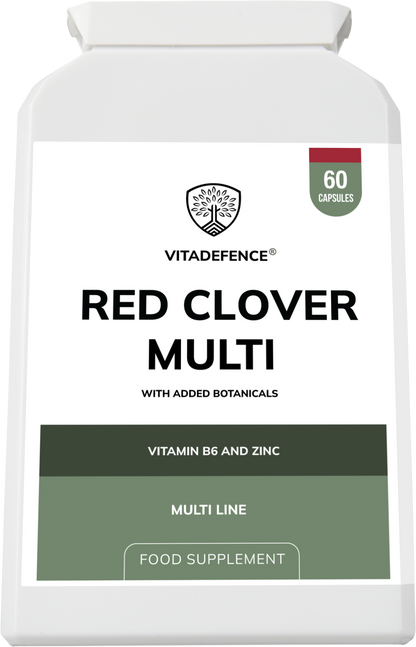 Vitadefence® Red Clover Multi | With Vitamin B6, Zinc, Sage & Siberian Ginseng – 60 Capsules