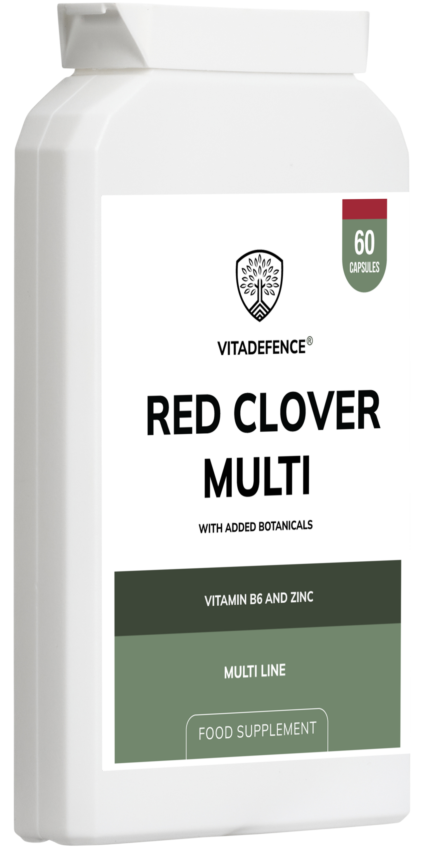 Vitadefence® Red Clover Multi | With Vitamin B6, Zinc, Sage & Siberian Ginseng – 60 Capsules