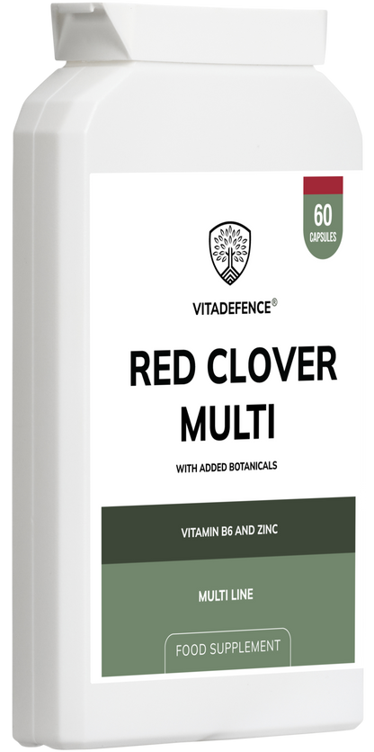 Vitadefence® Red Clover Multi | With Vitamin B6, Zinc, Sage & Siberian Ginseng – 60 Capsules