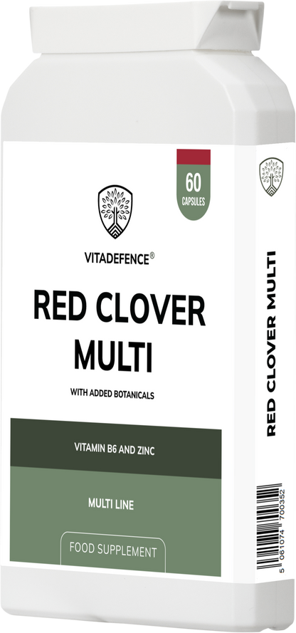 Vitadefence® Red Clover Multi | With Vitamin B6, Zinc, Sage & Siberian Ginseng – 60 Capsules