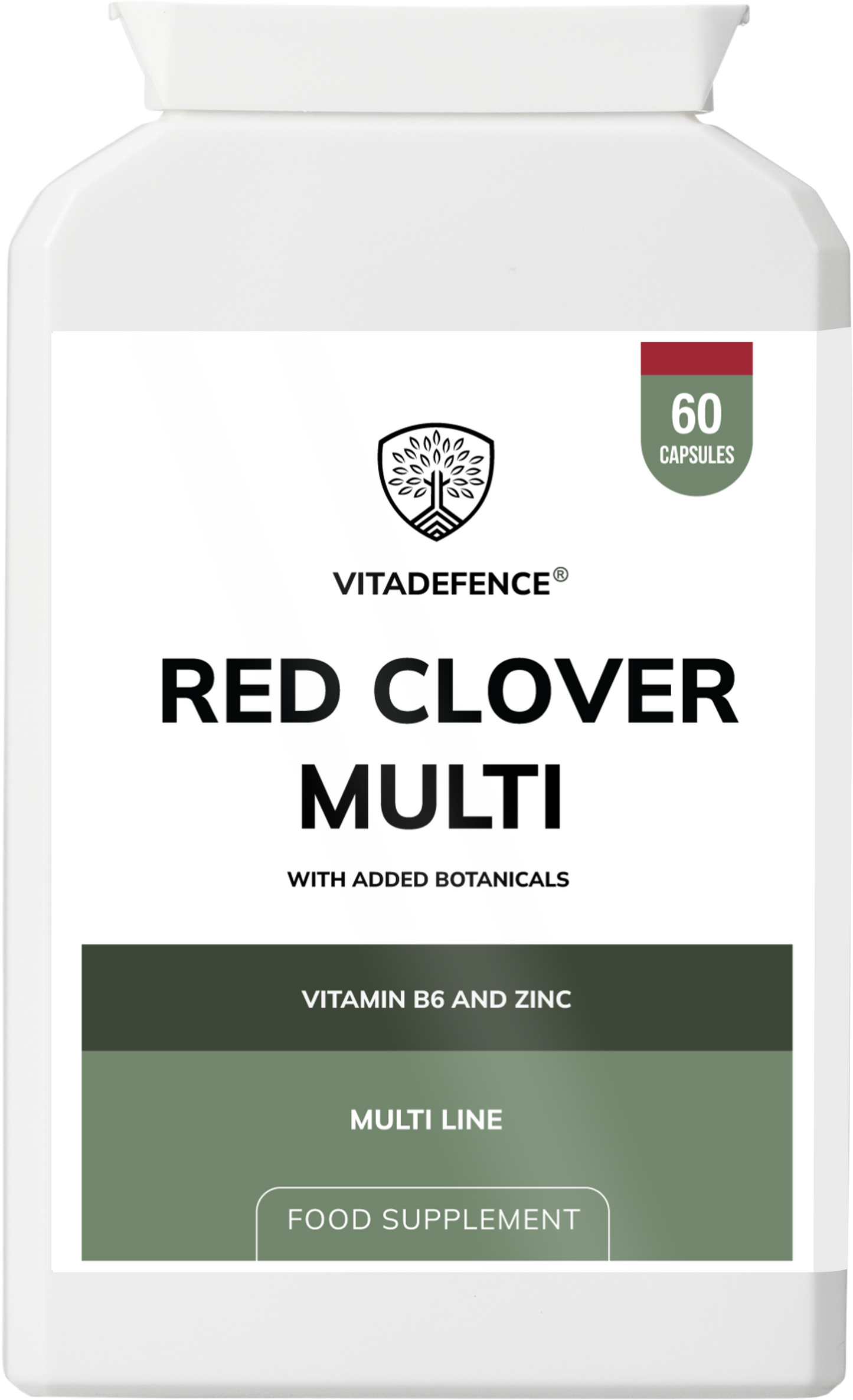 Vitadefence® Red Clover Multi | With Vitamin B6, Zinc, Sage & Siberian Ginseng – 60 Capsules