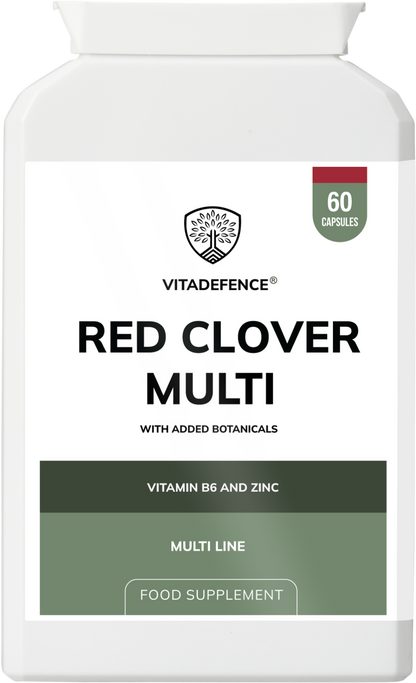 Vitadefence® Red Clover Multi | With Vitamin B6, Zinc, Sage & Siberian Ginseng – 60 Capsules