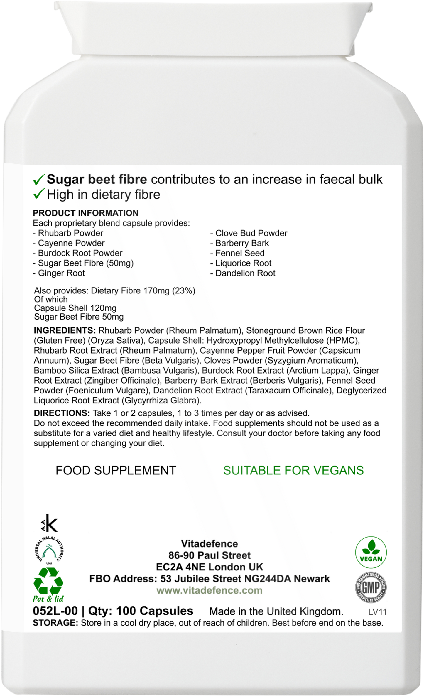 Vitadefence® Rhubarb Multi | With Burdock, Clove & Botanicals – 100 Capsules
