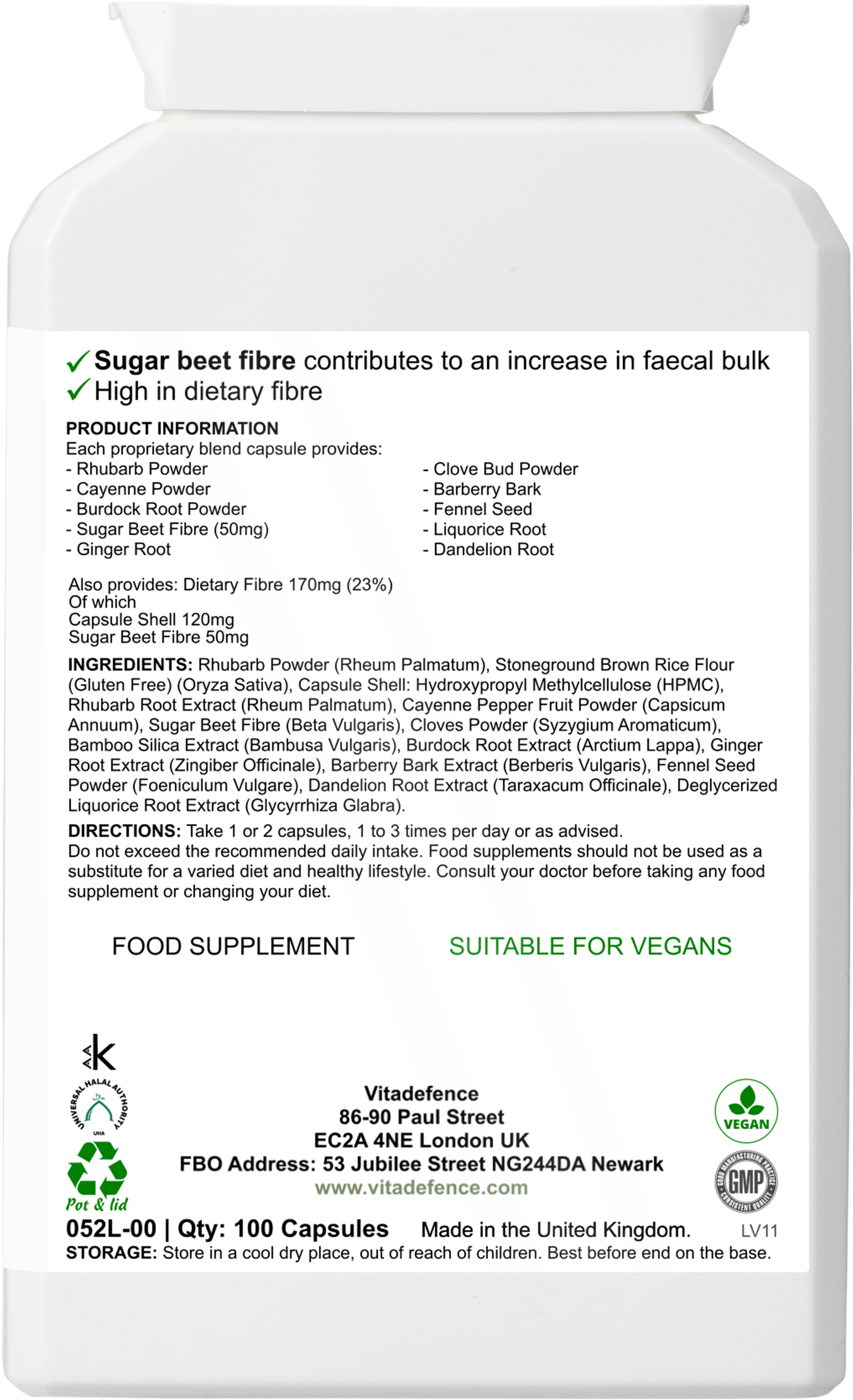 Rhubarb Multi – Burdock & Clove | 100 Capsules | Vitadefence®