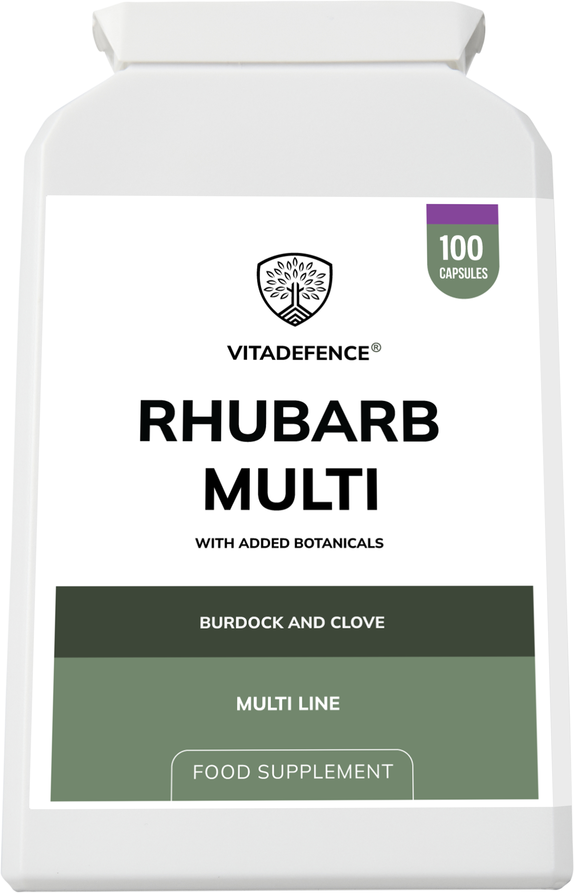 Rhubarb Multi – Burdock & Clove | 100 Capsules | Vitadefence®