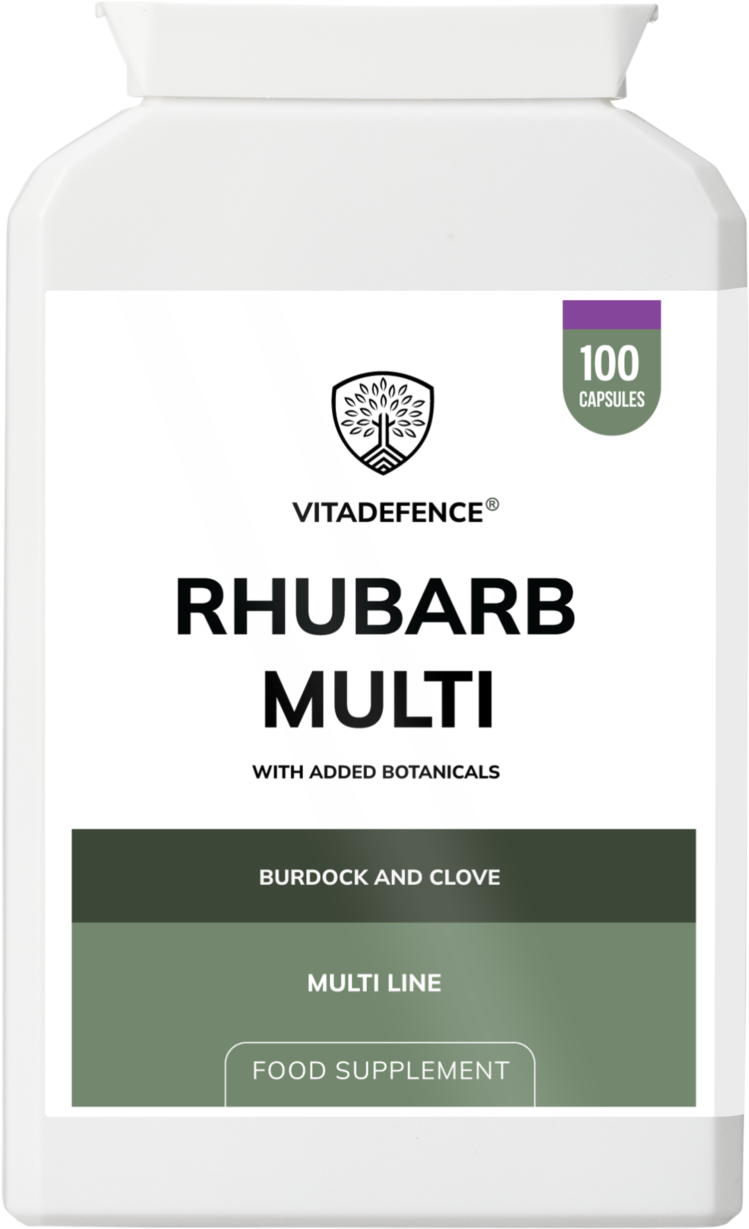 Rhubarb Multi – Burdock & Clove | 100 Capsules | Vitadefence®