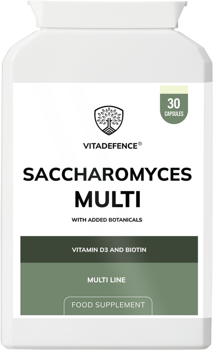 Vitadefence® Saccharomyces Multi | With Vitamin D3, Biotin, Olive Leaf & Bamboo Silica – 30 Capsules