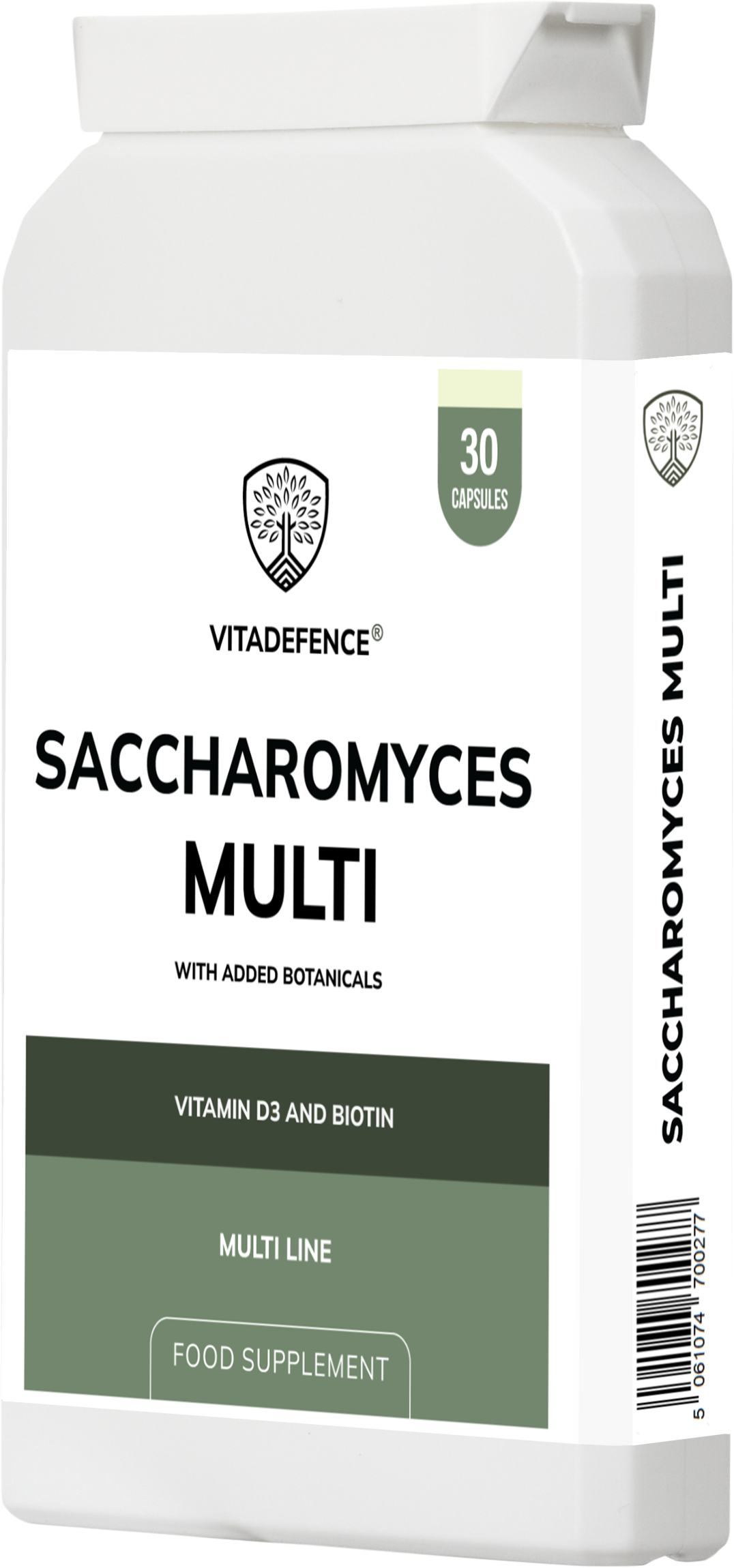 Saccharomyces Multi – Vitamin D3, Biotin, Olive Leaf & Bamboo Silica – 30 Capsules (Flat Postal Pack) – Vitadefence®