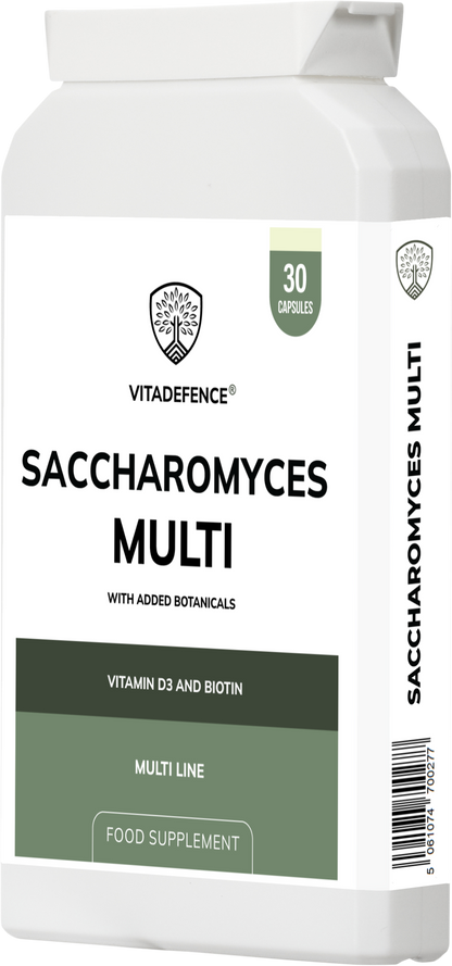 Vitadefence® Saccharomyces Multi | With Vitamin D3, Biotin, Olive Leaf & Bamboo Silica – 30 Capsules