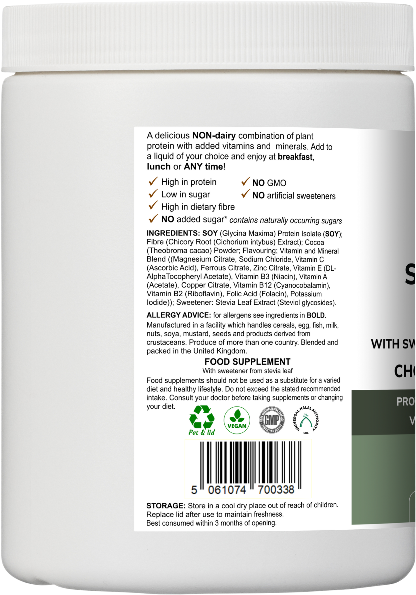 Vitadefence® Soy Fibre Multi | Chocolate Flavour Protein Powder with Vitamins & Minerals – 300 g