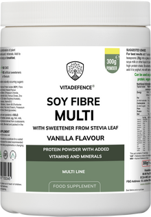 Vitadefence® Soy Fibre Multi | Vanilla Flavour Protein Powder with Vitamins & Minerals – 300 g