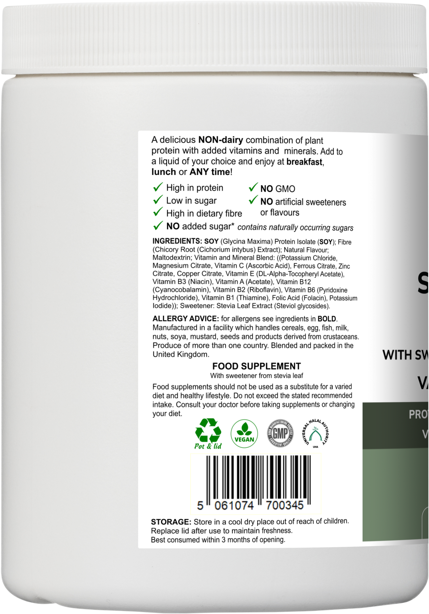 Vitadefence® Soy Fibre Multi | Vanilla Flavour Protein Powder with Vitamins & Minerals – 300 g