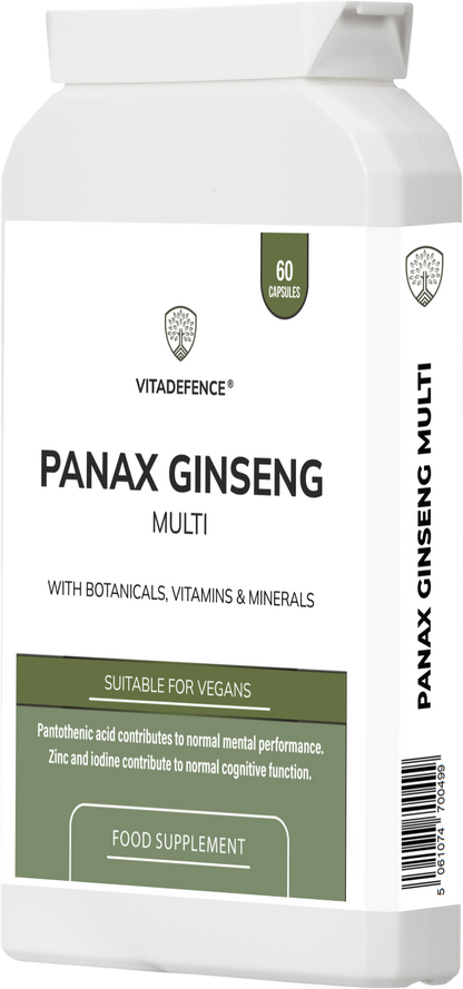 Vitadefence® Panax Ginseng Multi | With Botanicals, Vitamins & Minerals – 60 Capsules