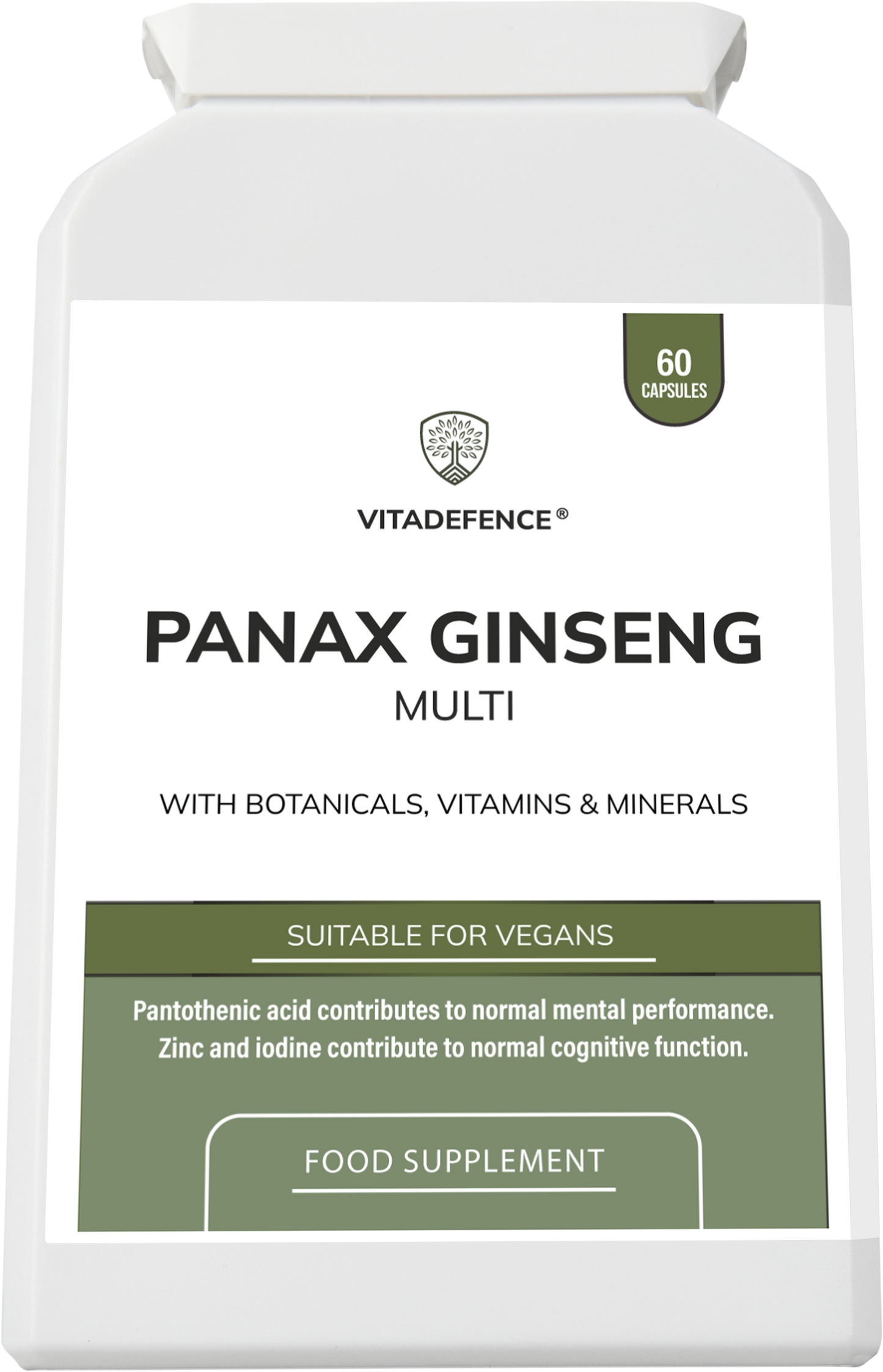 Vitadefence® Panax Ginseng Multi | With Botanicals, Vitamins & Minerals – 60 Capsules