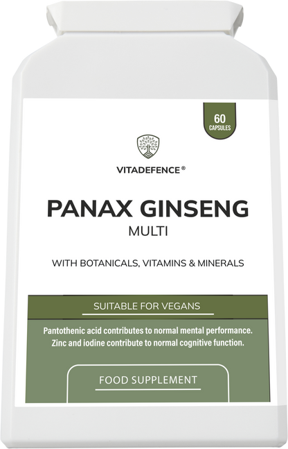 Vitadefence® Panax Ginseng Multi | With Botanicals, Vitamins & Minerals – 60 Capsules