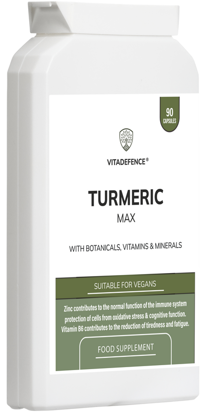 Vitadefence® Turmeric Max | With Vitamin B6, Zinc & Botanicals – 90 Capsules