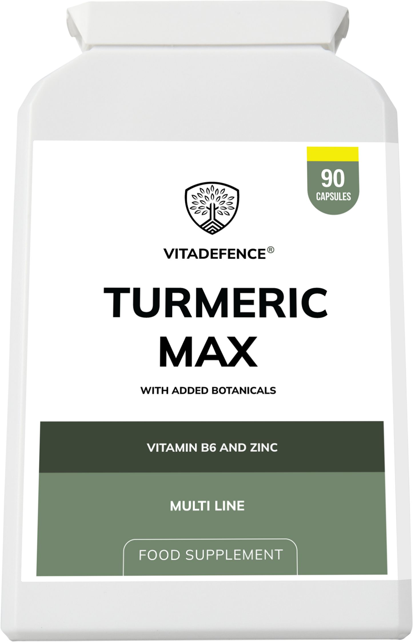 Vitadefence® Turmeric Max | With Vitamin B6, Zinc & Botanicals – 90 Capsules