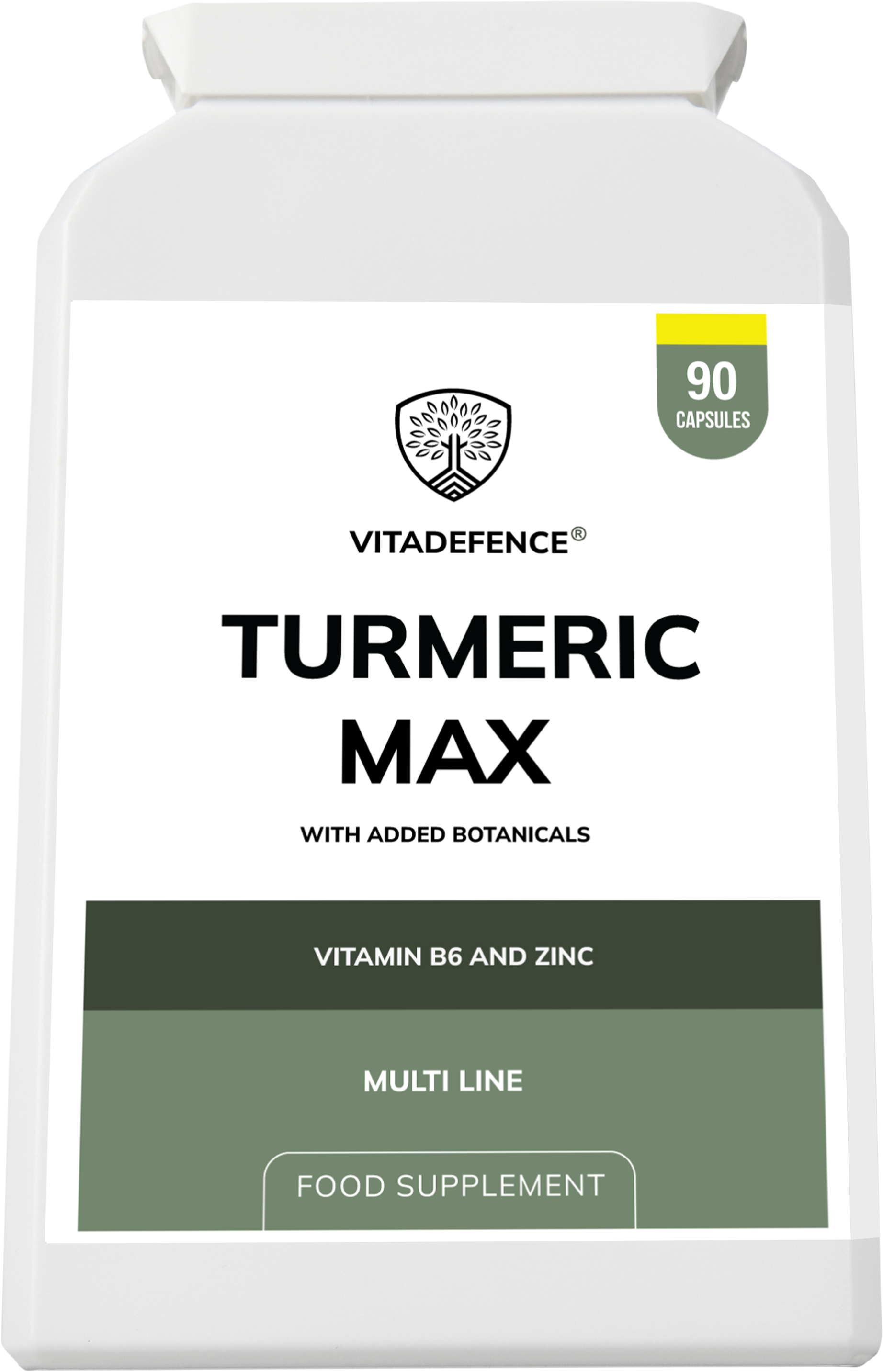 Turmeric Max with Vitamin B6, Zinc, and Botanicals – 90 Capsules | Vitadefence®