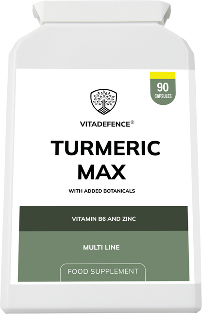 Vitadefence® Turmeric Max | With Vitamin B6, Zinc & Botanicals – 90 Capsules