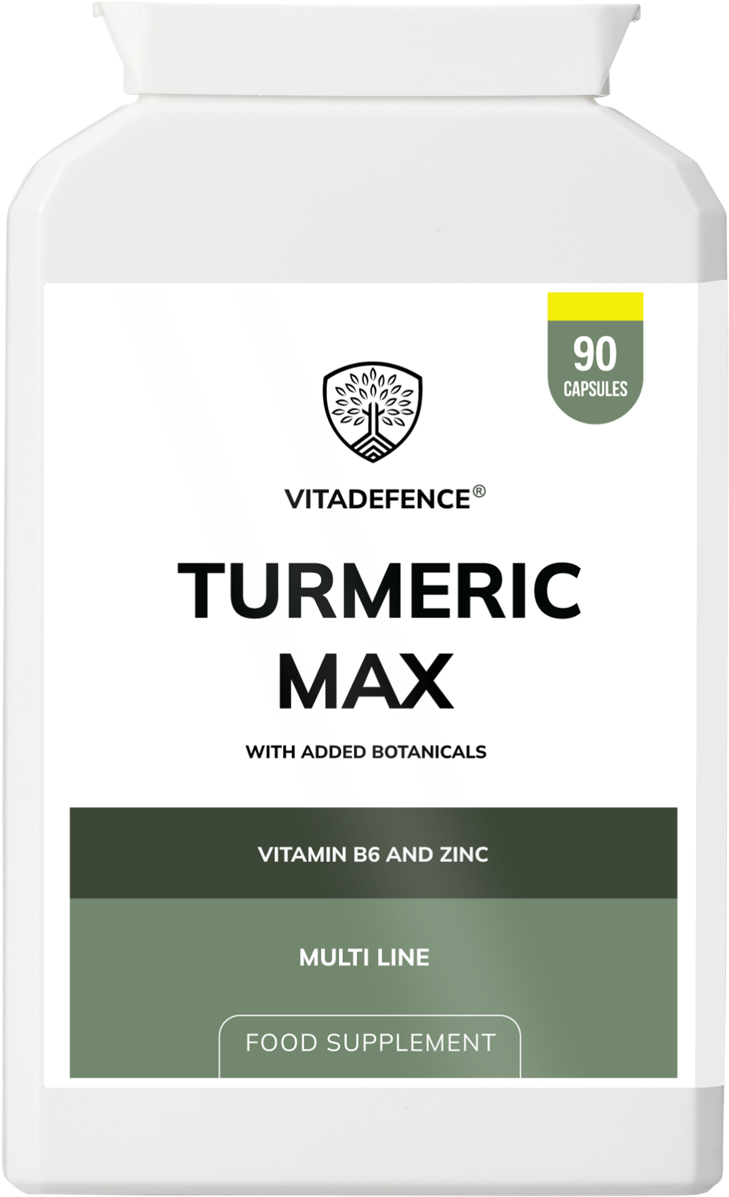 Turmeric Max with Vitamin B6, Zinc, and Botanicals – 90 Capsules | Vitadefence®