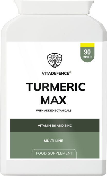 Vitadefence® Turmeric Max | With Vitamin B6, Zinc & Botanicals – 90 Capsules