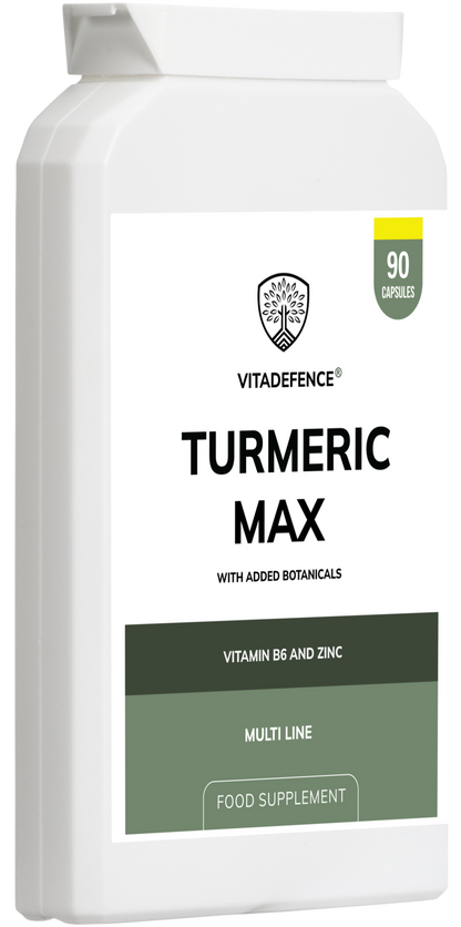 Vitadefence® Turmeric Max | With Vitamin B6, Zinc & Botanicals – 90 Capsules