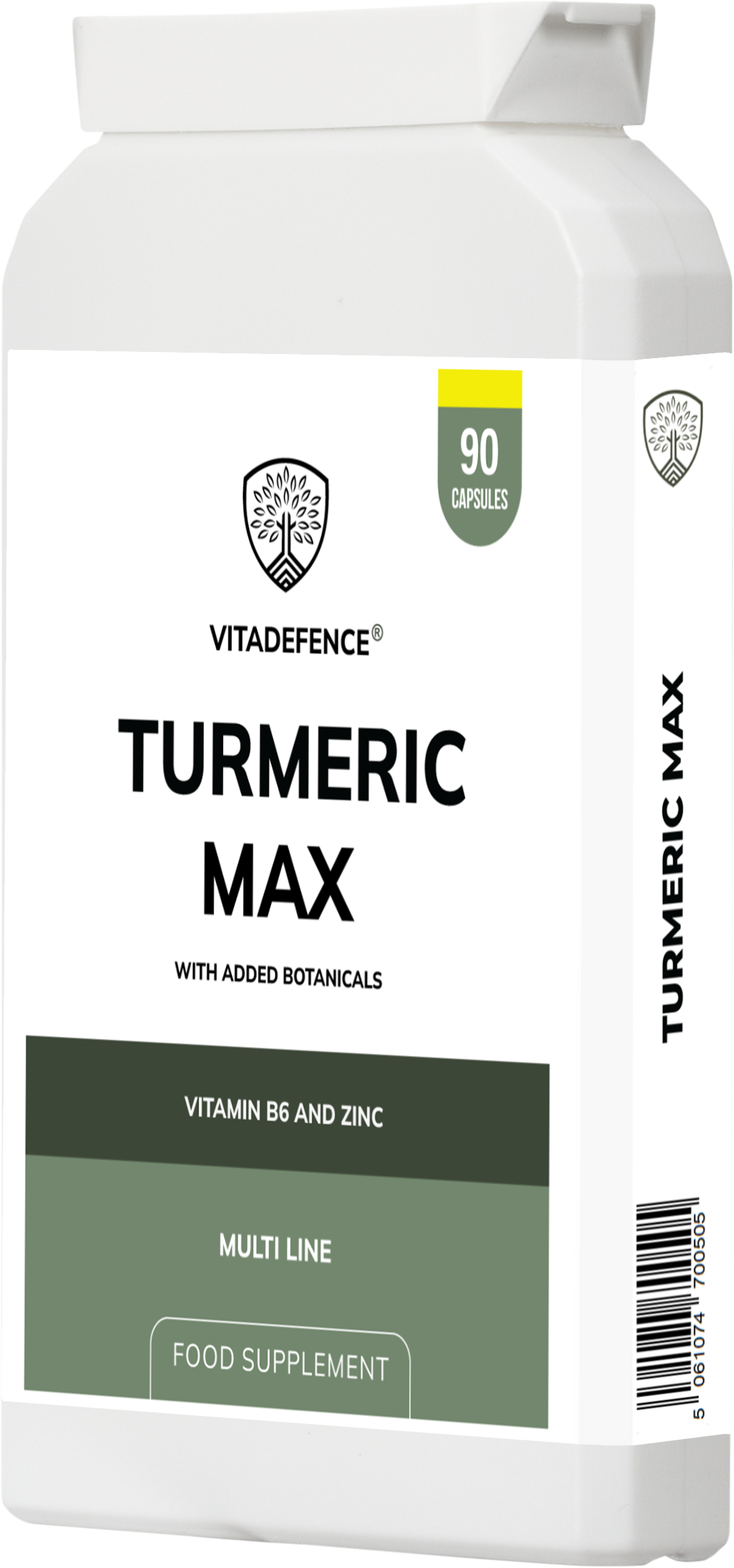 Turmeric Max with Vitamin B6, Zinc, and Botanicals – 90 Capsules | Vitadefence®