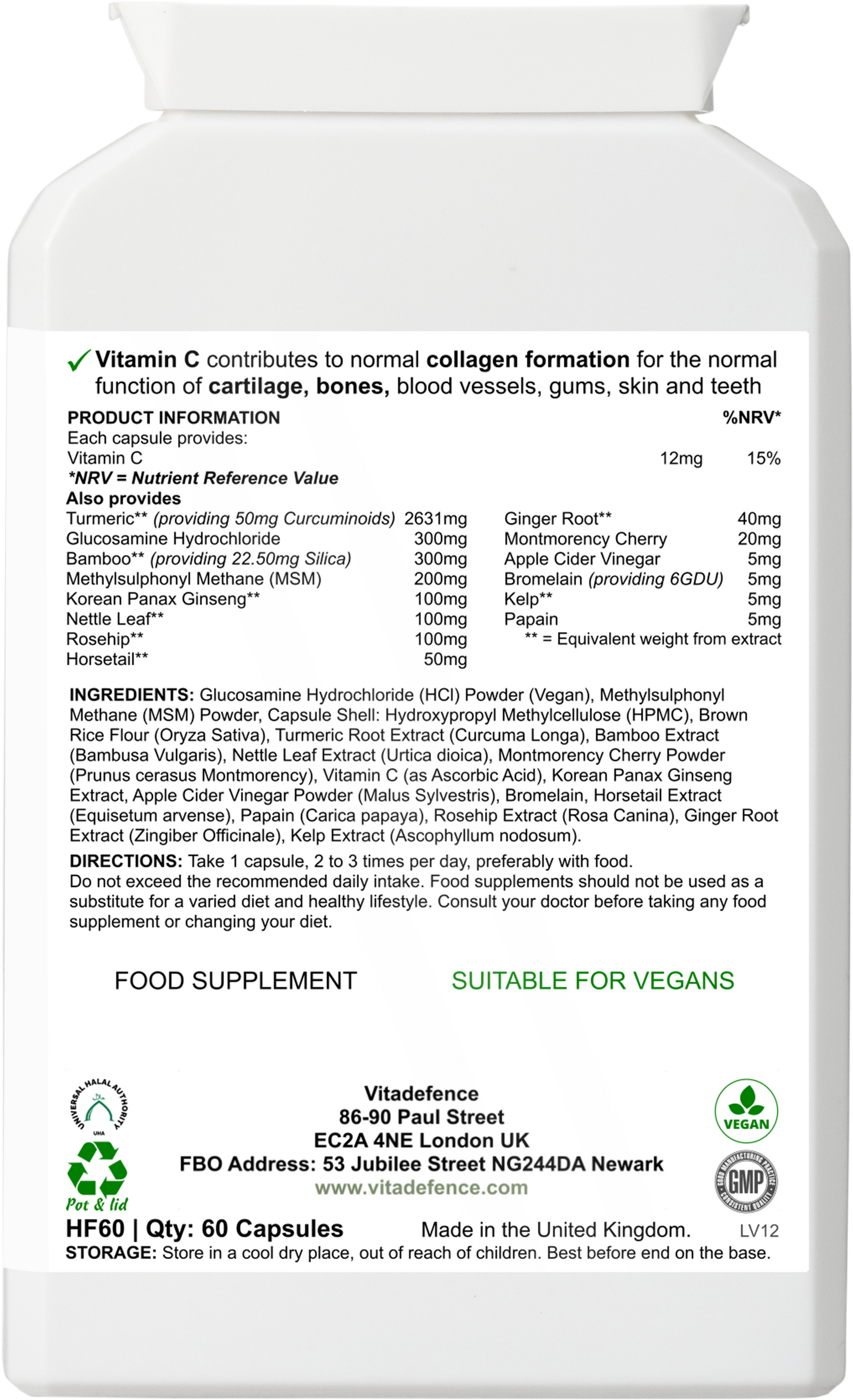 Vitadefence® Turmeric Multi | With Vitamin B6, Zinc & Botanicals – 90 Capsules