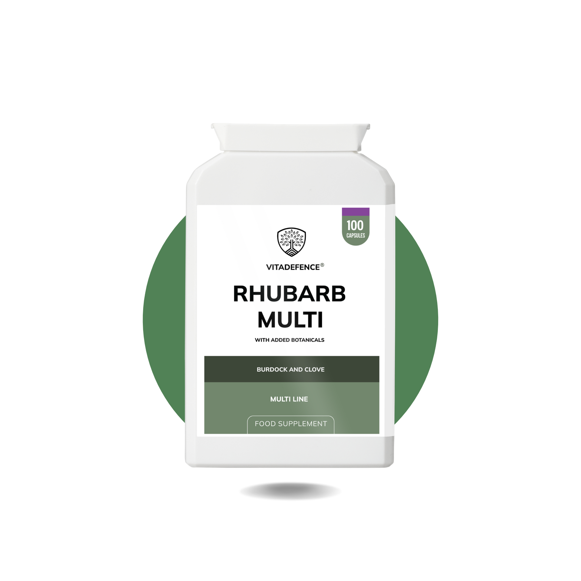 Rhubarb Multi – Burdock & Clove | 100 Capsules | Vitadefence®