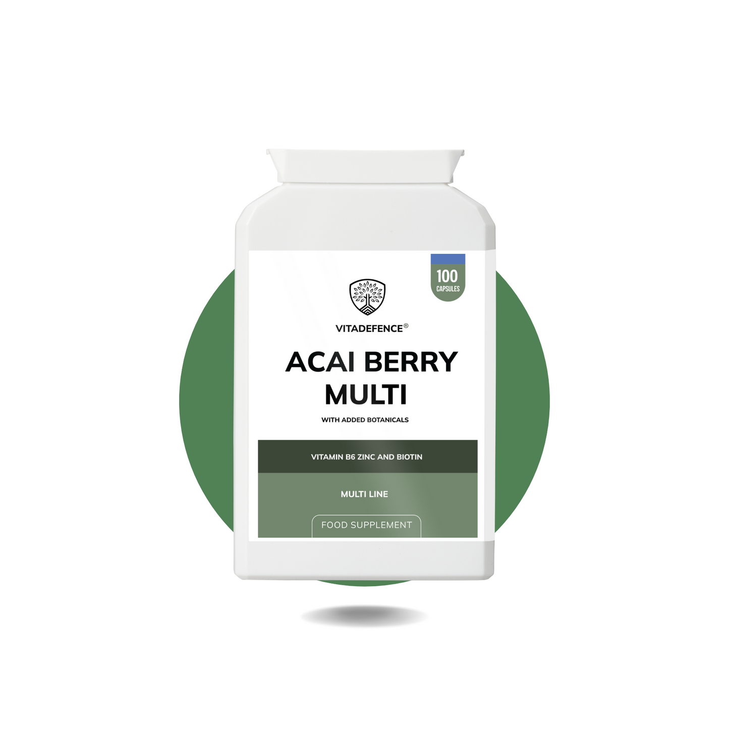 Vitadefence® Acai Berry Multi | With Vitamin B6, Zinc, Biotin & Botanicals – 100 Capsules