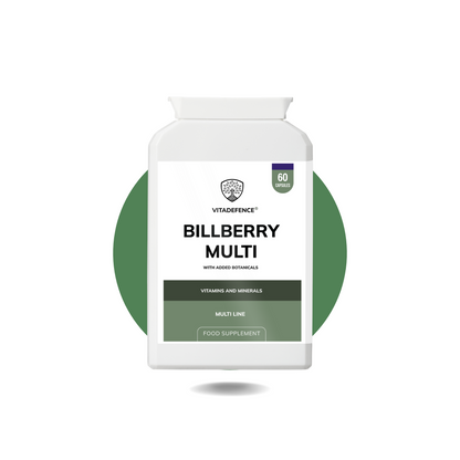 Vitadefence® Bilberry Multi | With Pine Bark, Lutein, Zinc, Selenium & Vitamins – 60 Capsules