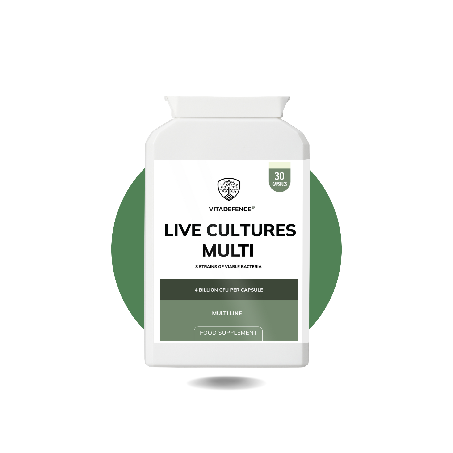 Live Cultures Multi – 8 Strains, 4 Billion CFU per Capsule | 30 Capsules | Vitadefence®