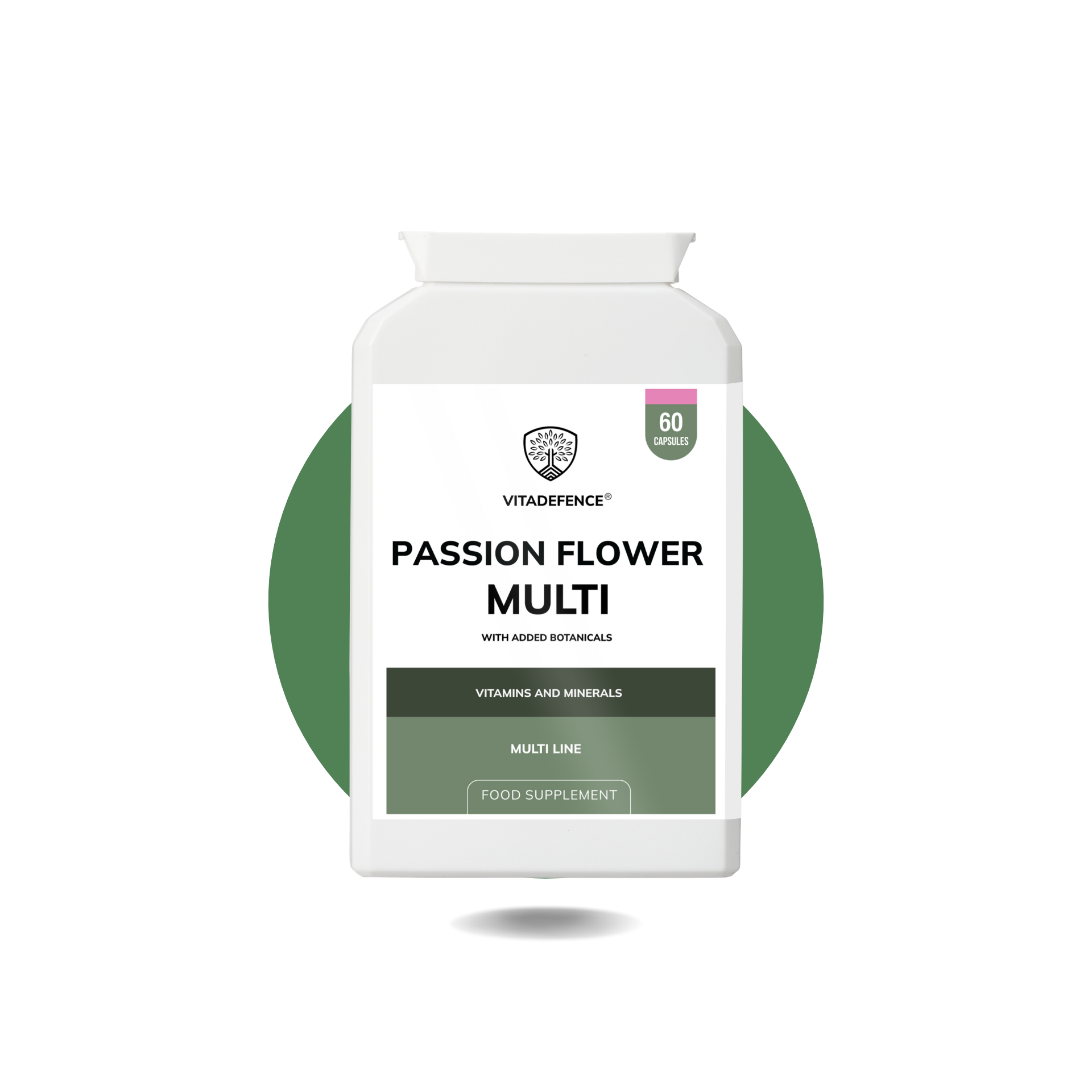 Passion Flower Multi – with Montmorency Cherry, Chamomile, Ashwagandha & Magnesium – 60 Capsules – Vitadefence®