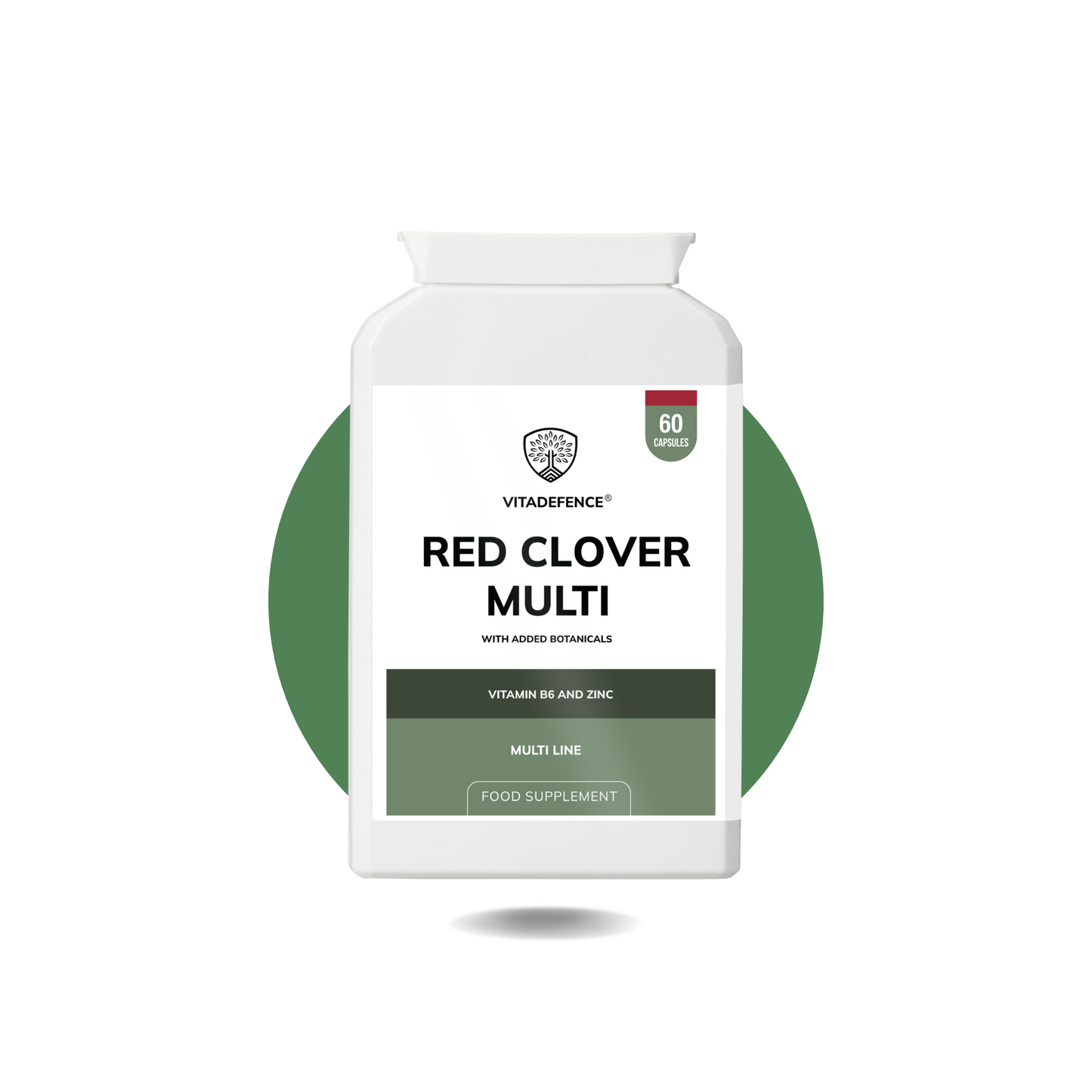 Vitadefence® Red Clover Multi | With Vitamin B6, Zinc, Sage & Siberian Ginseng – 60 Capsules
