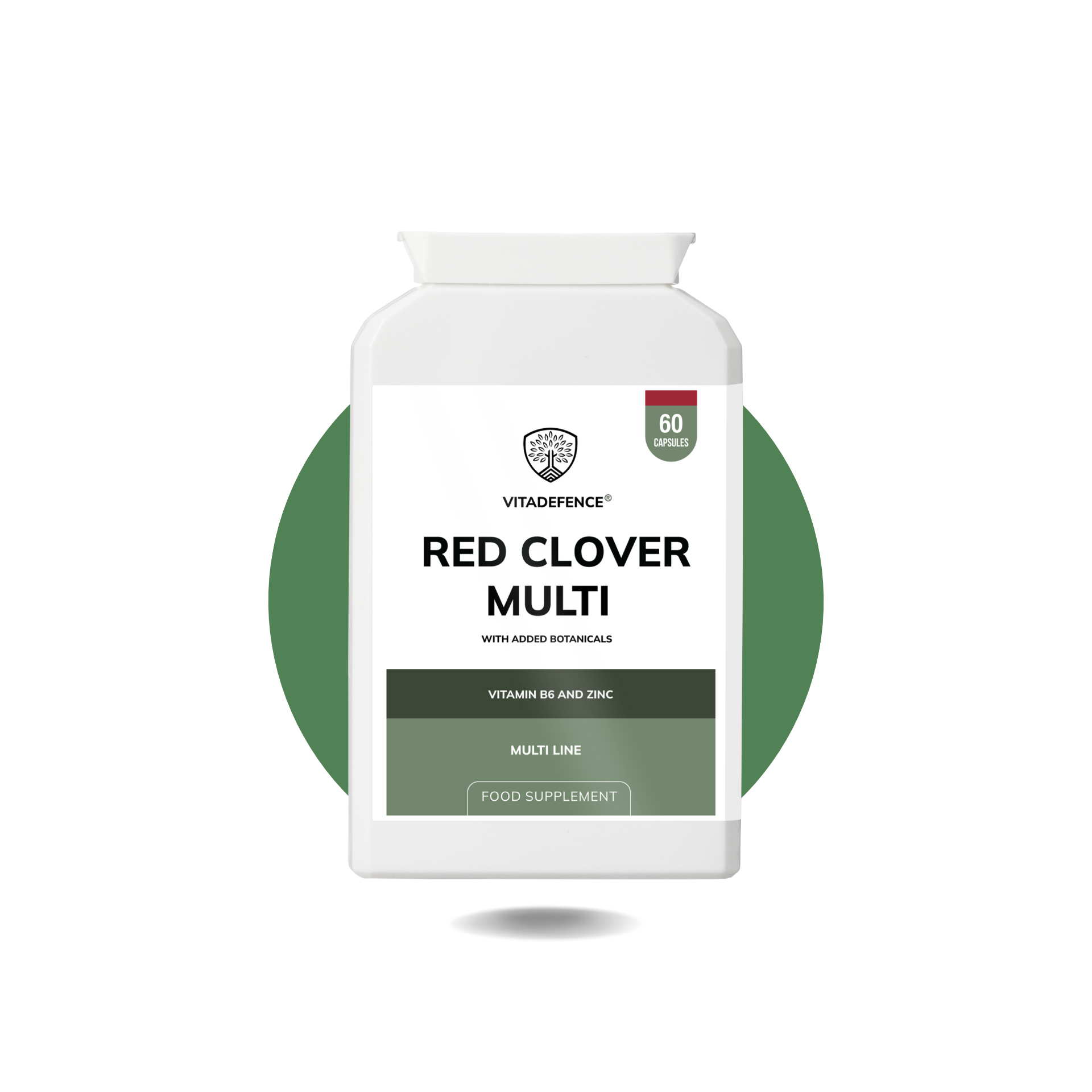 Red Clover Multi | Vitamin B6, Zinc, Sage & Siberian Ginseng | 60 Capsules | Vitadefence®