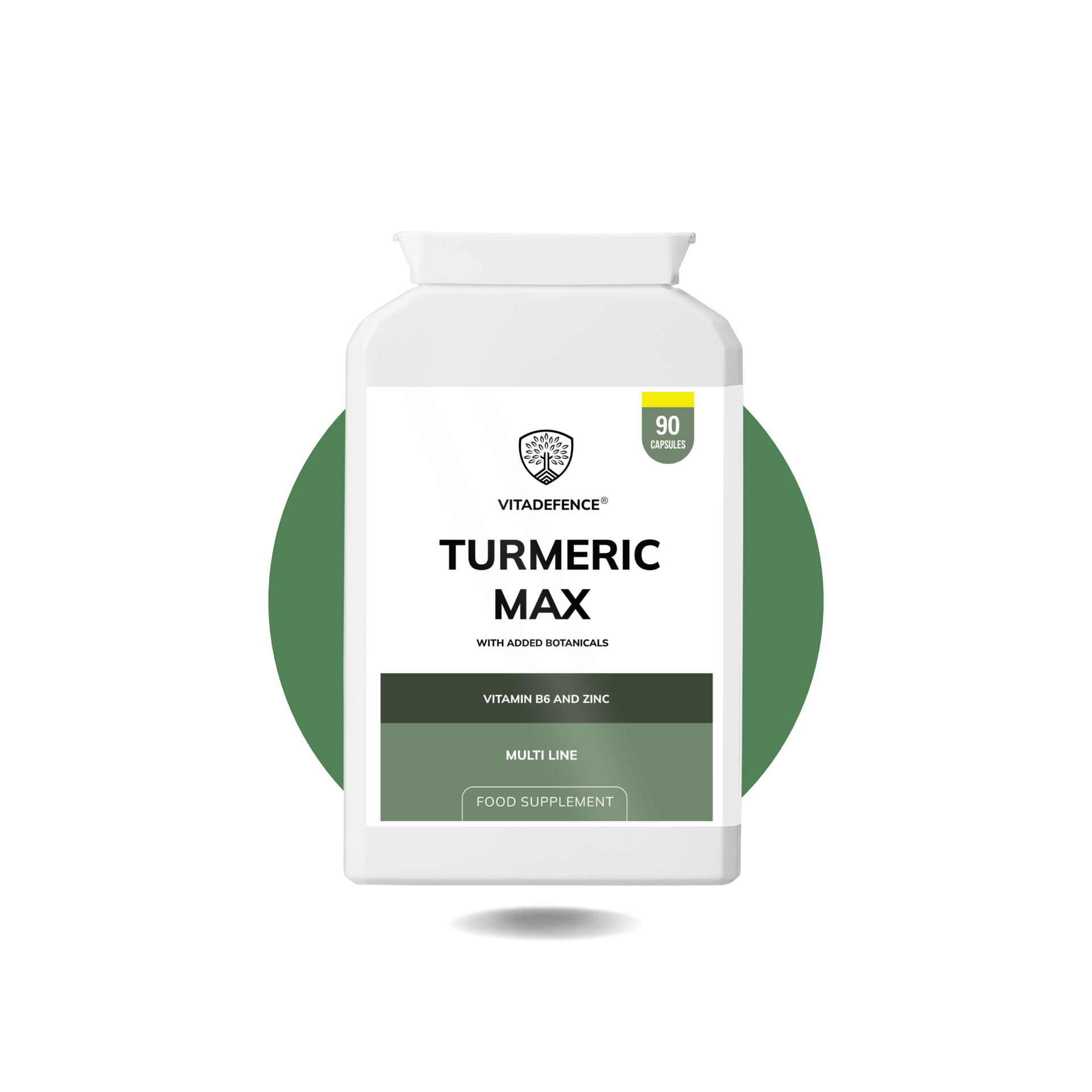 Turmeric Max with Vitamin B6, Zinc, and Botanicals – 90 Capsules | Vitadefence®