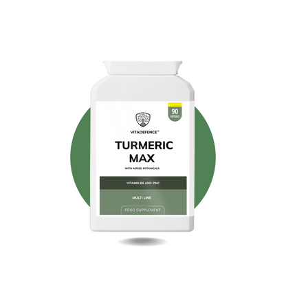 Vitadefence® Turmeric Max | With Vitamin B6, Zinc & Botanicals – 90 Capsules