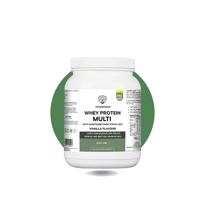 Vitadefence® Whey Protein Multi | Vanilla Flavour Protein Powder with Stevia – 600 g