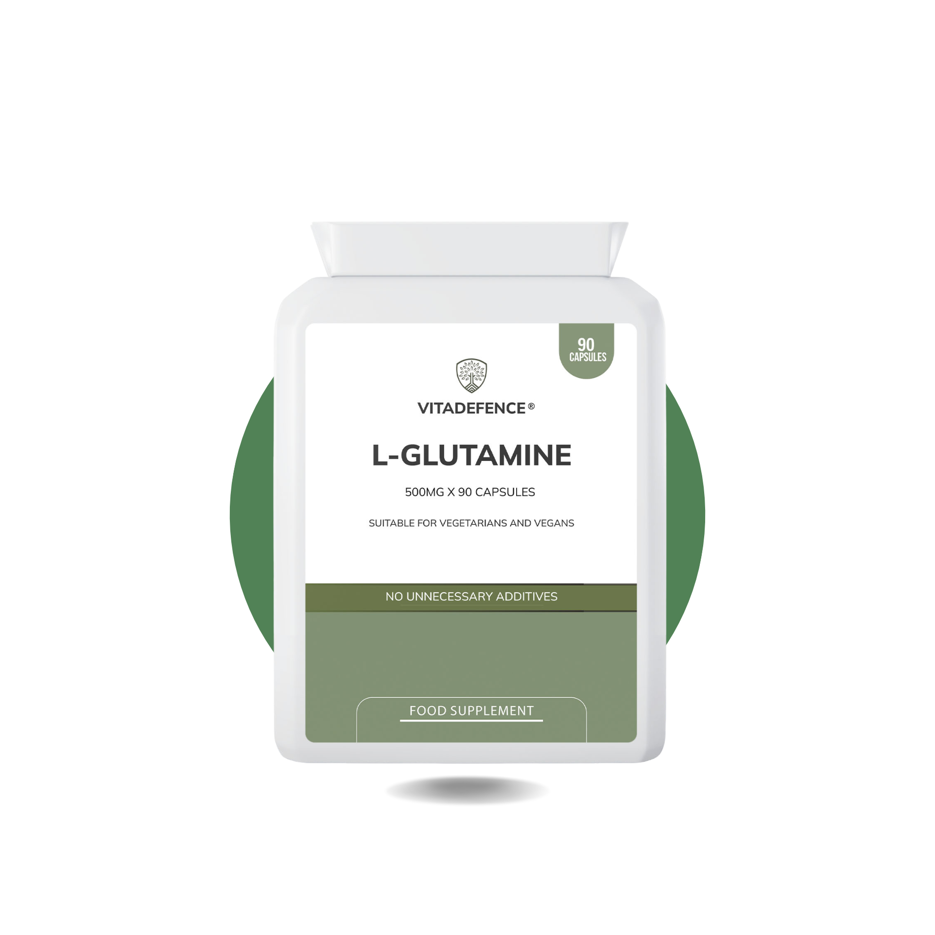 Vitadefence® L-Glutamine | Pure Amino Acid 500mg – 90 Capsules
